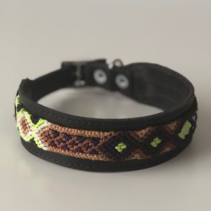 DOG COLLAR HAND WOVEN 100% LEATHER STRAP